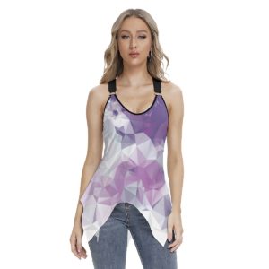 Abstract Women's Racing Tank Top With Irregular Hem