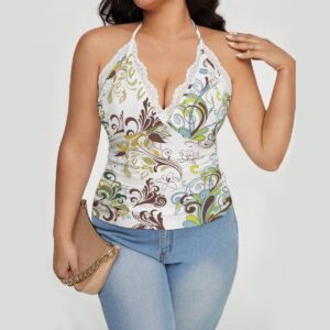 Women's Lace-Trimmed Tie-Back Top