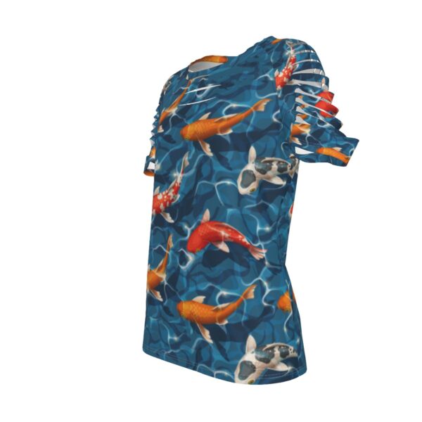 Koi fish Women's Ripped T-Shirt - Image 4