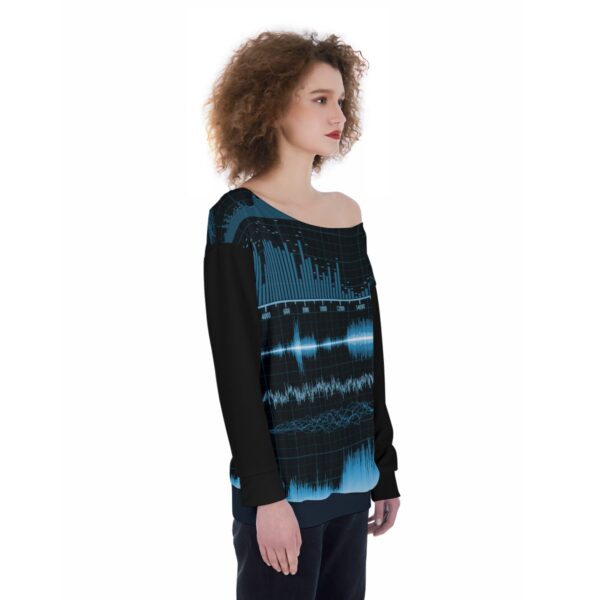 Music vibes Oversized Women's Off-Shoulder Sweatshirt - Image 2