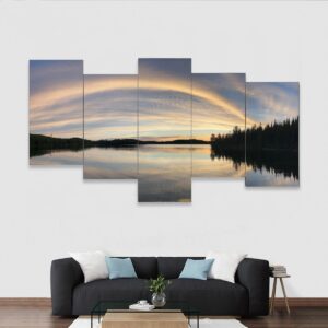 Boundary Water Sunset Framed five-piece mural