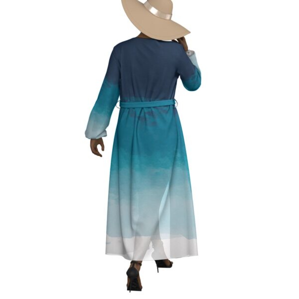 Blue Ombre Women's Lace-up Chiffon Robe - Image 5
