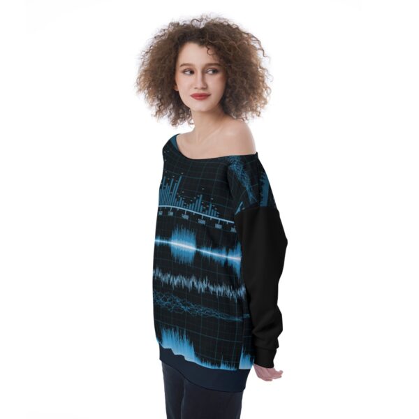 Music vibes Oversized Women's Off-Shoulder Sweatshirt - Image 3